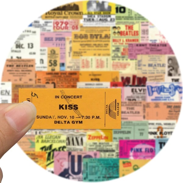 50x Klistermärken - Retro Konsertbiljetter multifärg