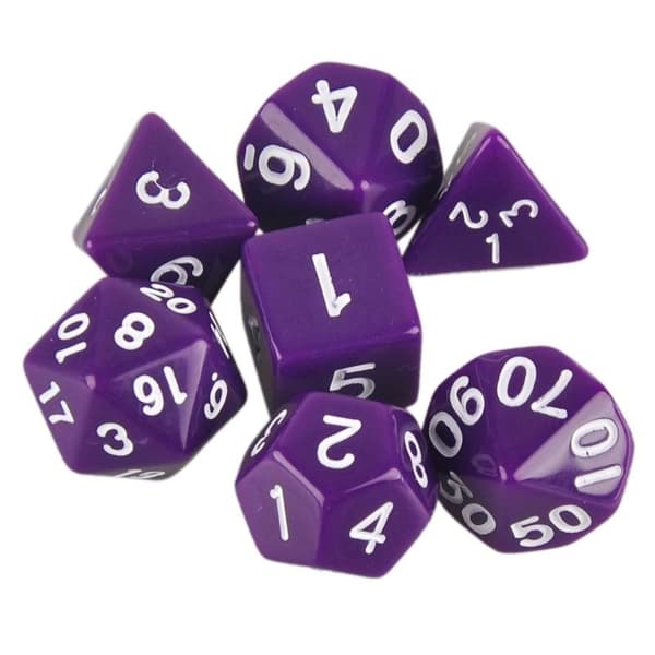 7-pack tärningar till Dungeons and Dragons (lila) Lila