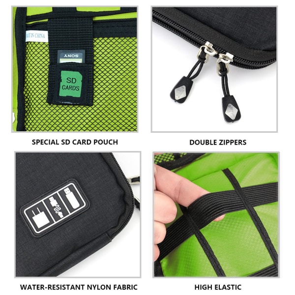 Taske til opbevaring af kabler og elektroniktilbehør - Sort Black