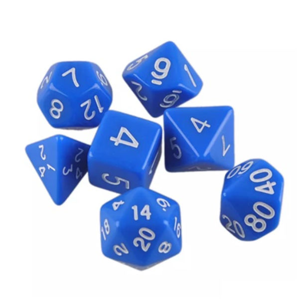 7 kpl noppia Dungeons and Dragons peliin (Sininen) Blue