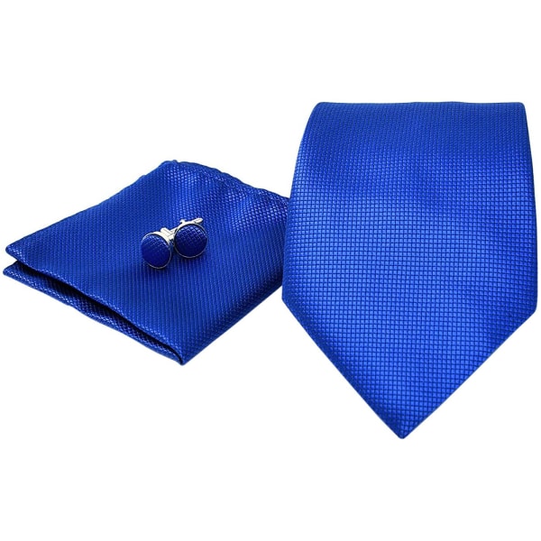 Kostume Tilbehør | Slips + Lommetørklæde + Manchetknapper - Blå Multicolor one size