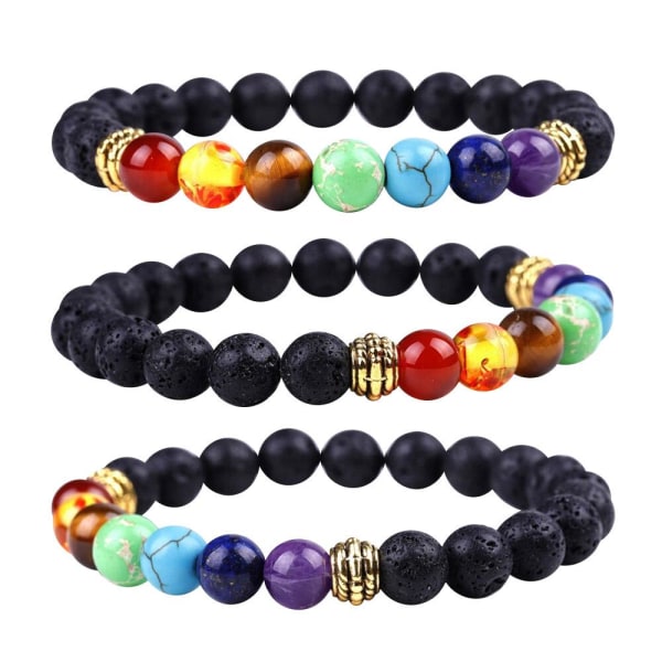 7 Chakra Lava Stone Diffuser Bracelet Multicolor