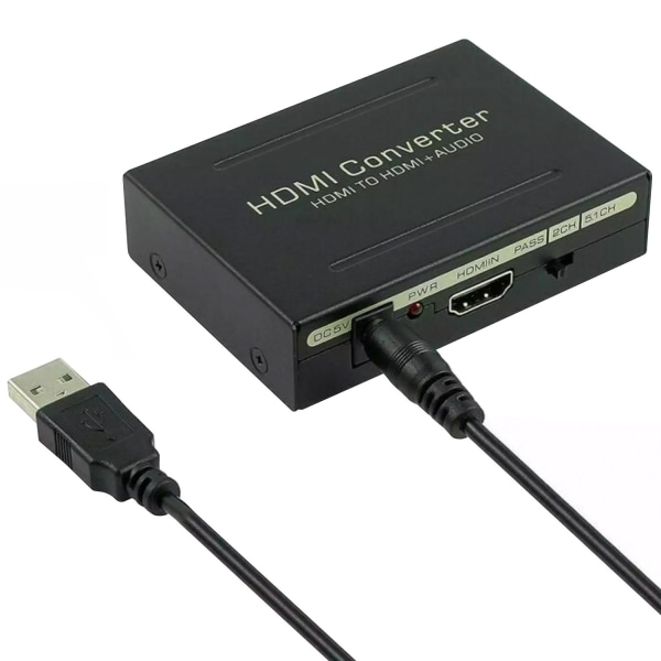 Ljuddelare, HDMI till HDMI + SPDIF + RCA - USB Svart