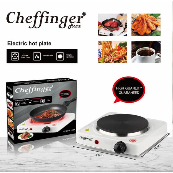 Cheffinger CF-EHS1000: 1000W elektrisk kogeplade - enkelt