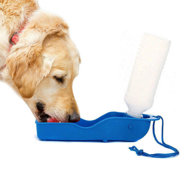 Vandflaske til Hunde med udfoldelig skål, 250 ml - Blå Blue | Blue | 55 ...
