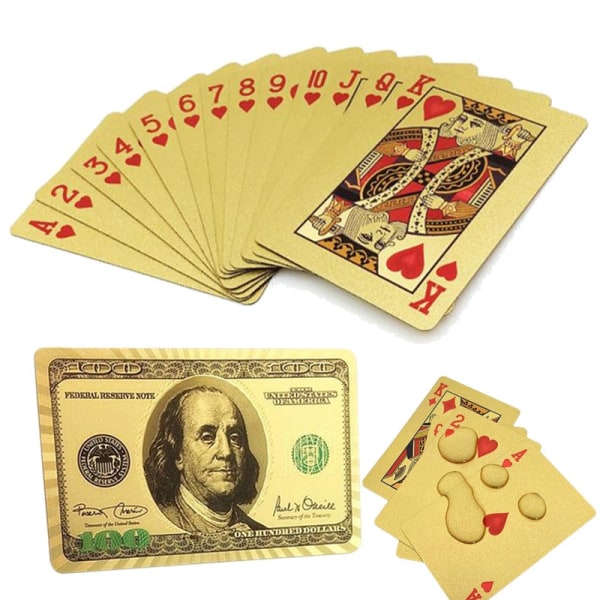 Spillekort - Kort i 24 K Guldbelægning, USD Gold