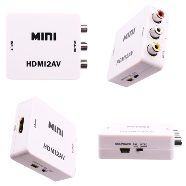 HDMI till AV Adapter - (3x RCA) NTSC / PAL Kompatibel - Vit Vit