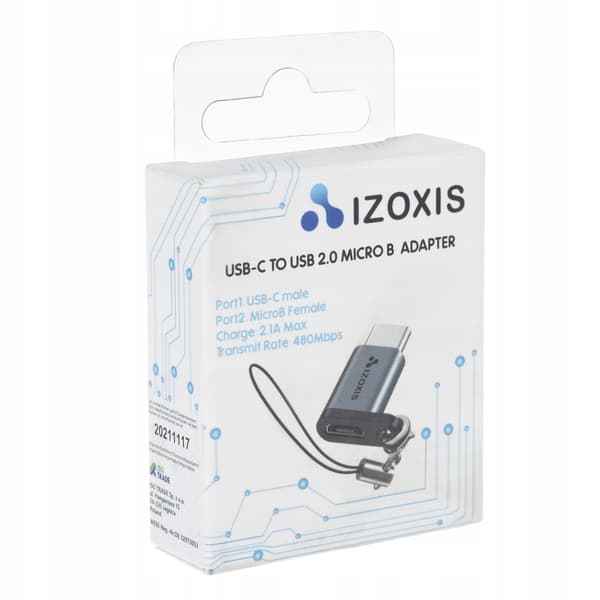 Micro USB 2.0 - USB C -sovitin Grey