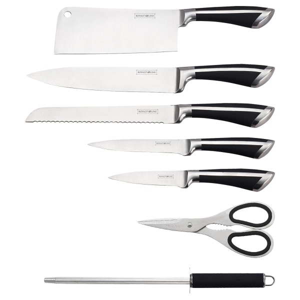 Knivsæt med Roterende Stativ - 7 Dele - Sort Black