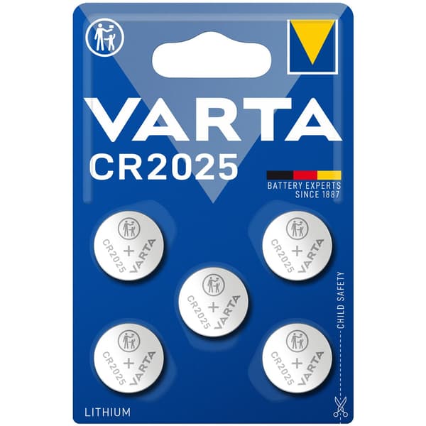 CR2025 3V Lithium Knappcellsbatteri 5-pack