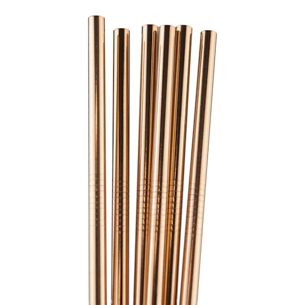 6x Raka Metall Sugrör - Rose Rosa guld