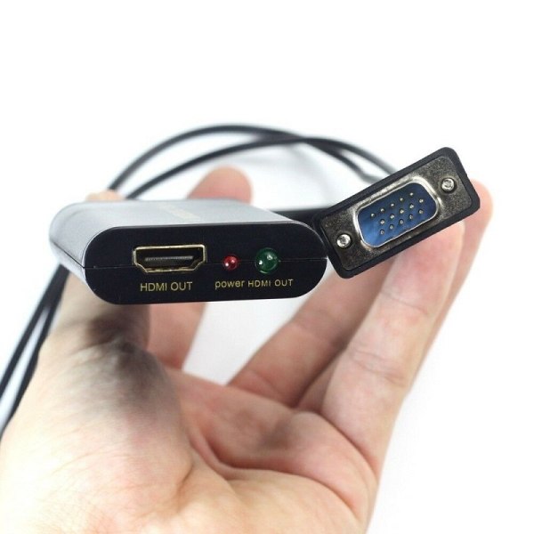 VGA till HDMI konverterare med USB och 3.5 mm Svart