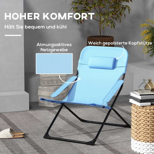 Säädettävä Blue Mesh Camping tuoli tyynyllä