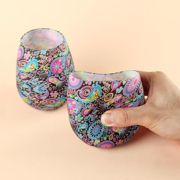 Silikoniset Kuvioidut Juomalasit - Kukka Multicolor