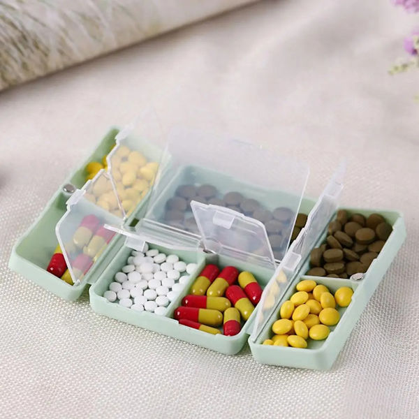 Magnetisk Pillerbox - Fällbar och Portabel Blå