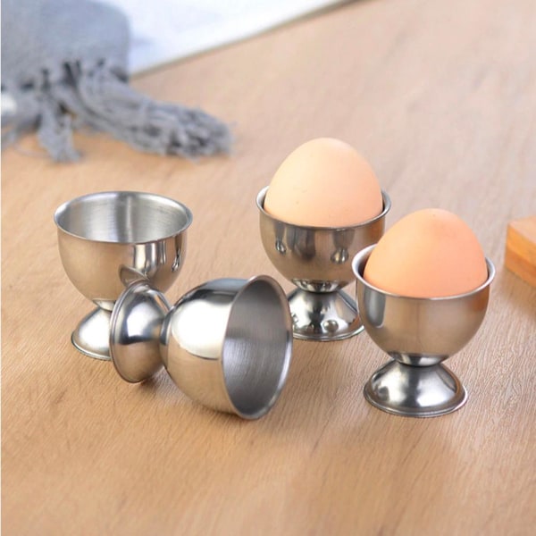 4x moderne æggebæger - rustfrit stål Silver