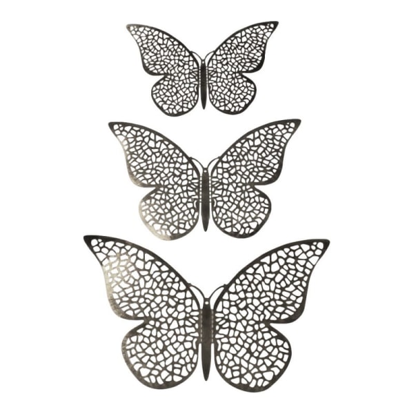 12st 3D Fjärilar i Metall, Väggdekoration - Silvernät Silver