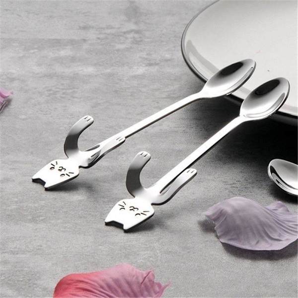 Kaffeske af rustfrit stål - sødt design Silver