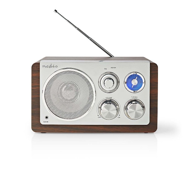 FM-radio pöytämuotoilulla ja virtalähteellä, ruskea Multicolor