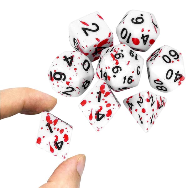 7x Terninger til Dungeons & Dragons (DnD) - Hvid/Rød Multicolor