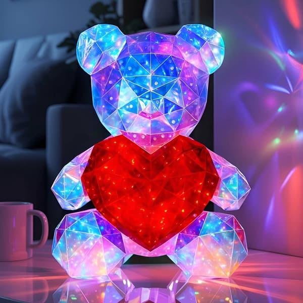 Lysende bamse med USB LED, 40 cm, 8 tilstande