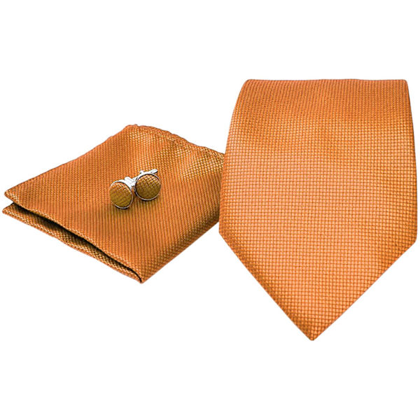 Kostym Accessoarer | Slips + Näsduk + Manschettknappar - Orange multifärg one size