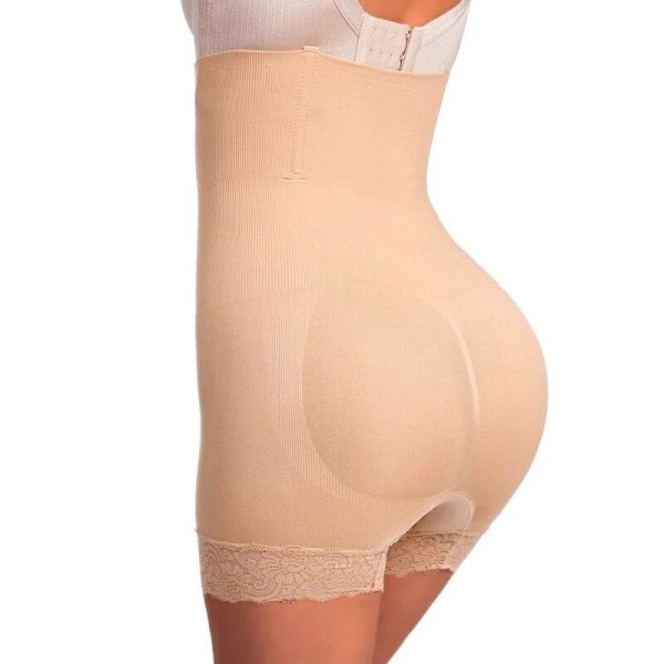 Shapewear Shorts, Hög Midja, Spets - Beige Beige M