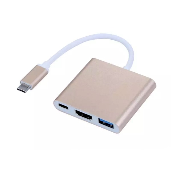 USB Typ C Adapter till HDMI / USB 3.0  - Guld Guld