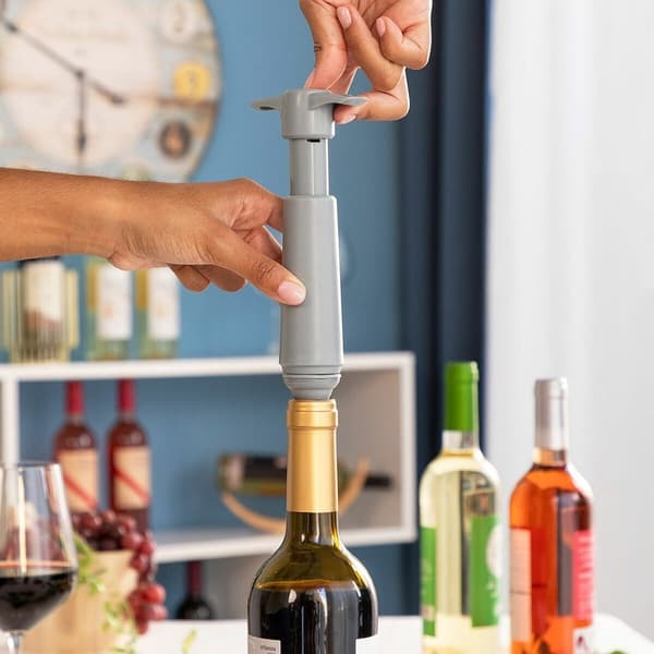Vakuumpumpe til Vin med 4 Propper Grey