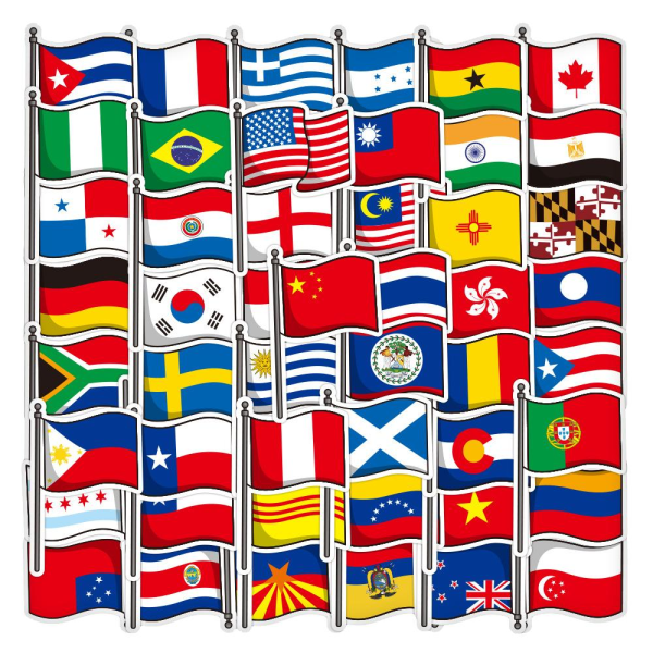 Pack med Klistermärken - Nationella Flaggor multifärg