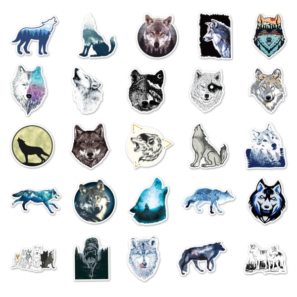 Klistermærker - ulve - 50 stk Multicolor