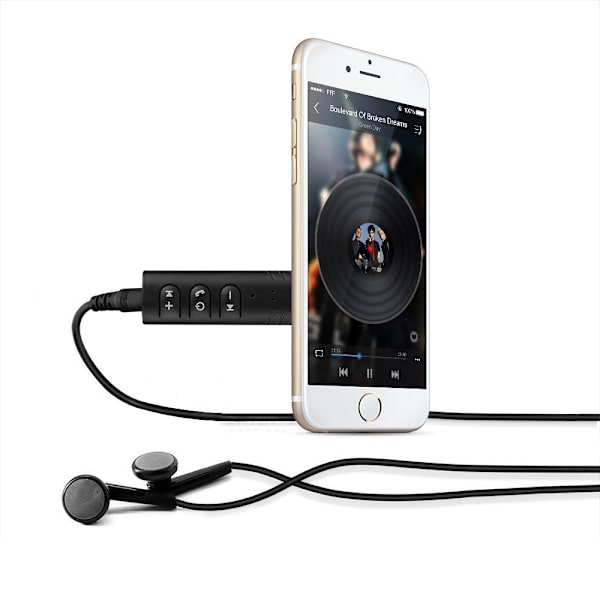 Bluetooth AUX Adapter - Indbygget Mikrofon Black