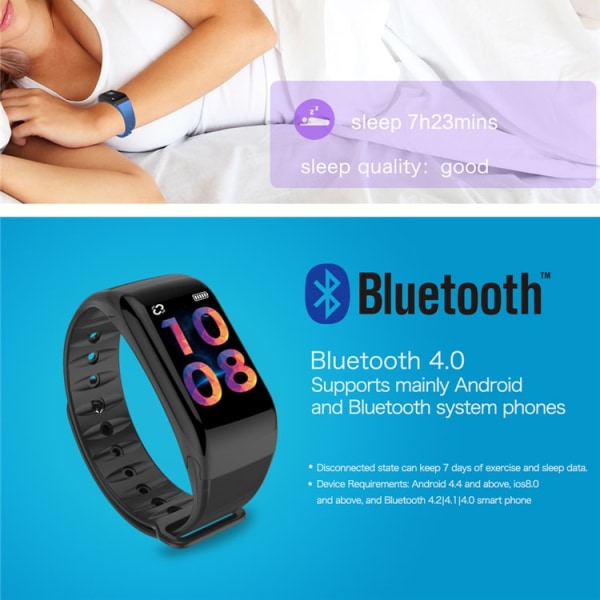 F1 Plus WearFit aktivitetsarmbånd med farvedisplay - Blå Blue one size