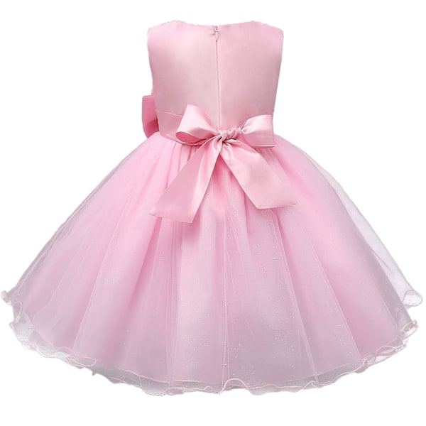 Iltapuku rusetilla ja kukilla - Vaaleanpunainen (130) Pink one size