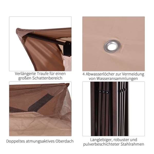 Hopfällbart Trädgårdstält 3,25x3,25m Khaki