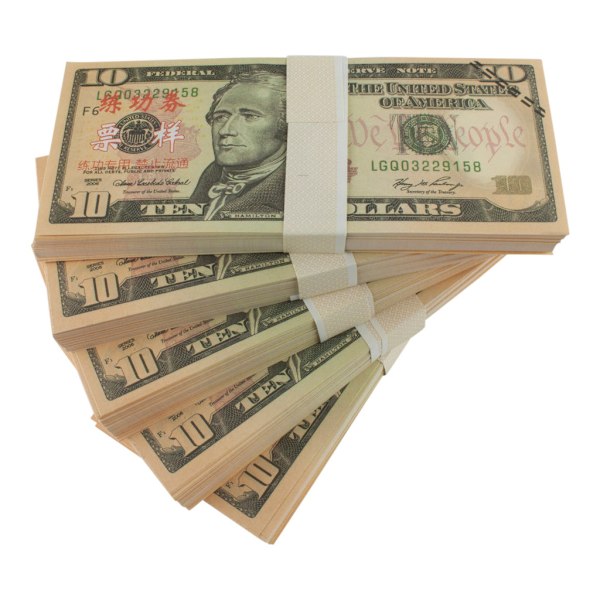 Låtsaspengar - 10 Amerikanska dollar (100 sedlar) Grön