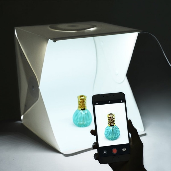 Portabel Fotostudio med USB-driven LED Belysning Vit