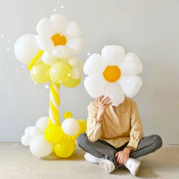 Blomsterformede folieballoner - 2 stk Multicolor