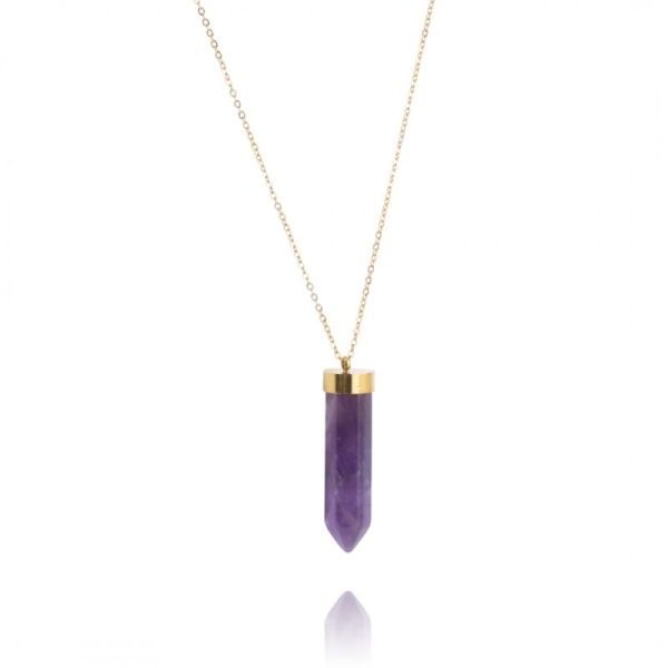 Kaunis kaulakoru - violetti kivi - kultaketju Multicolor