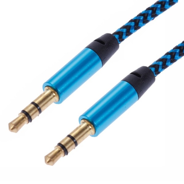 1 m vævet 3,5 mm AUX-kabel - Blå Blue