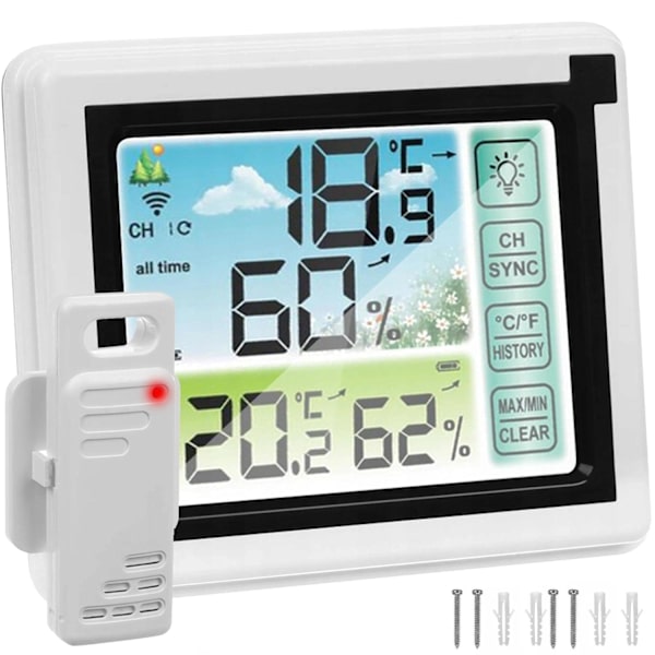 Digital Hygrometer och Termometer - Trådlös Vit