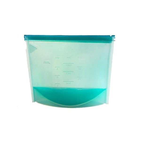 Genanvendelig Ziplock pose i silikone med mål - Blå Blue