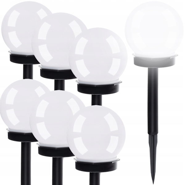 Pallomaiset aurinkolamput - 6 kpl White