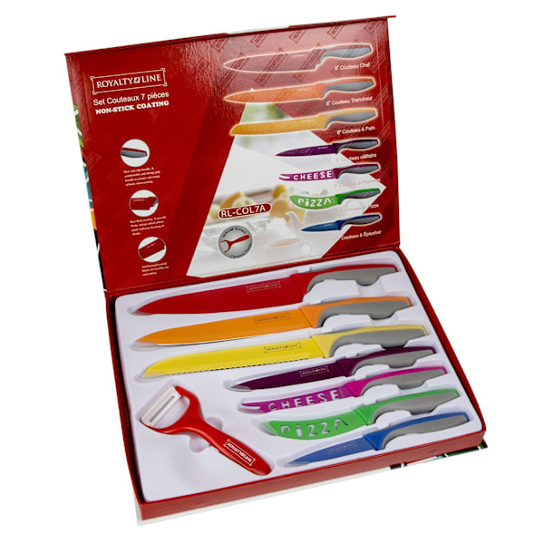Non-Stick Knivset med Potatisskalare - 8 Delar multifärg