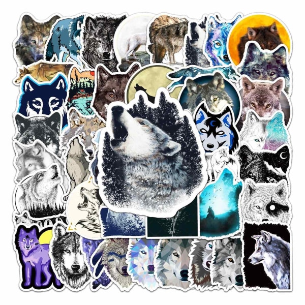 Klistermærker - ulve - 50 stk Multicolor