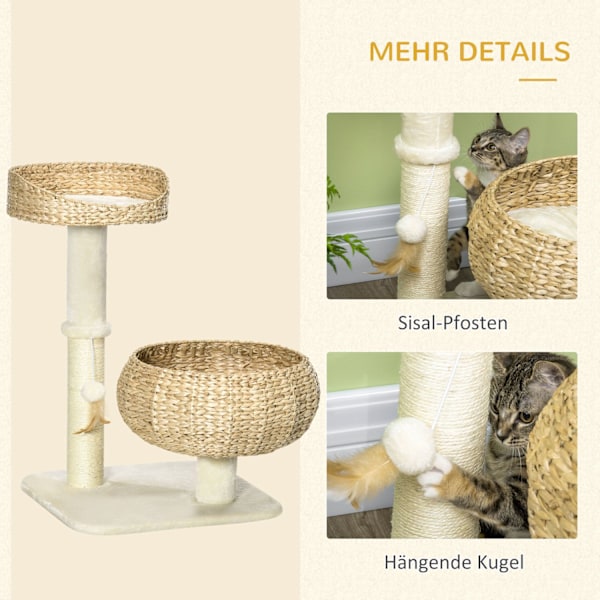 Klätterträd för Katt 72 cm med Bäddar & Lekboll