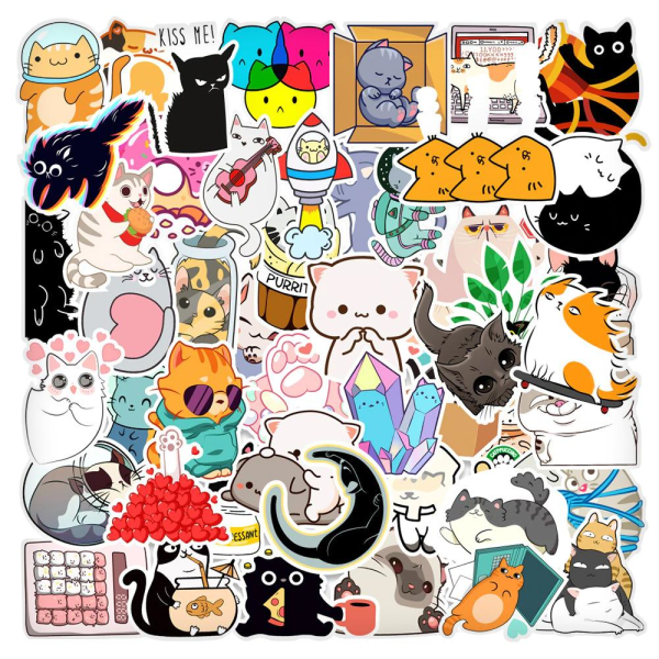 Pakke med Klistermærker - Tegnefilm Katte Multicolor