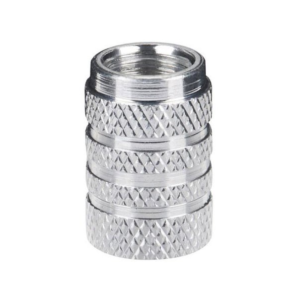 4x ventilhætter til bil, aluminium - sølv Silver
