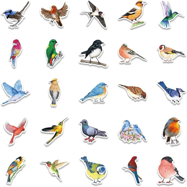 Klistermærker med fugle - 50 stk Multicolor