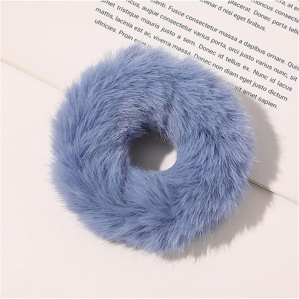 Fluffy scrunchies - blå - 5 stk Blue